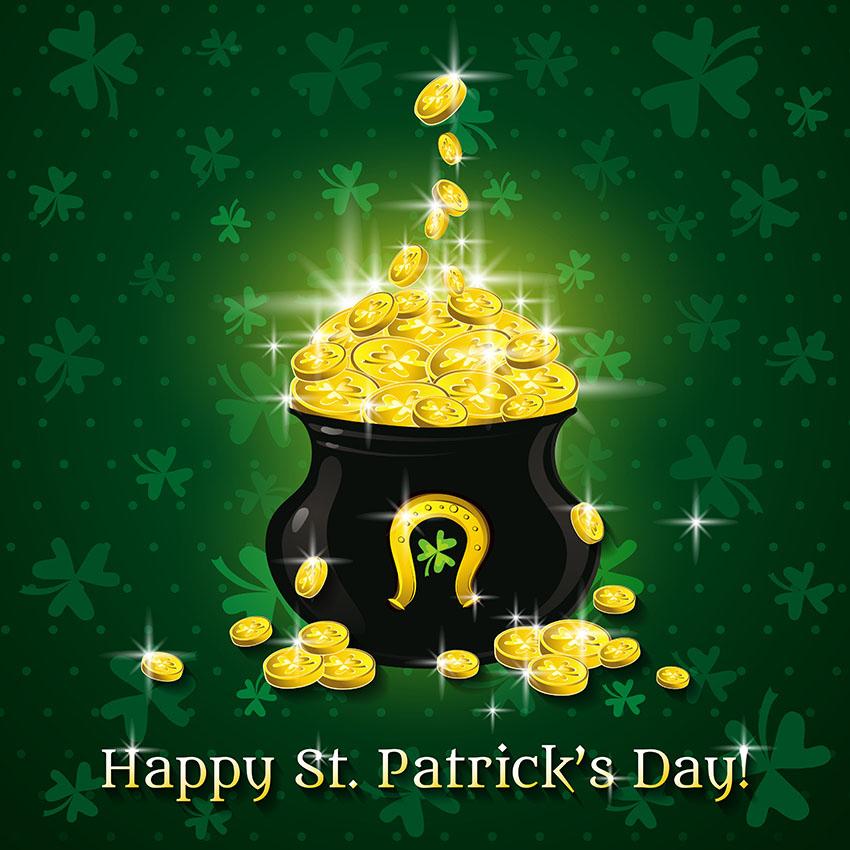 Happy Saint Patrick's Day Golden Coins Clover Photo Backdrop LV-1326