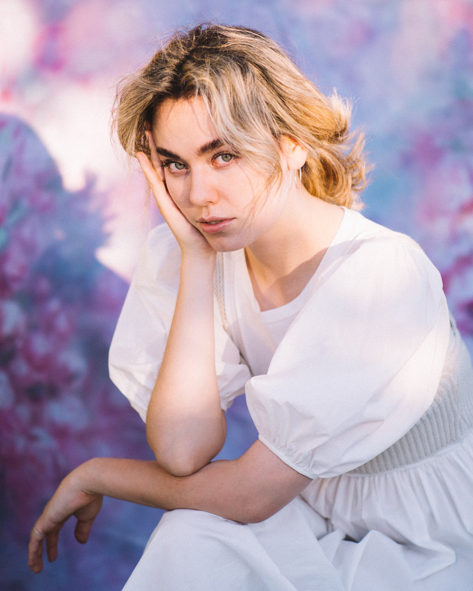 Pink Flowers Blurry backdrop UK for Newborn Children Photography S-100