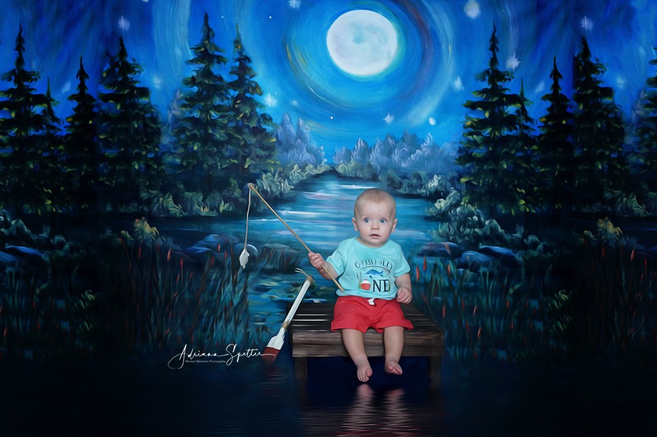 Forest Backdrop Moonlit Forest River Newborn Photo Backdrop UK MRR10-33