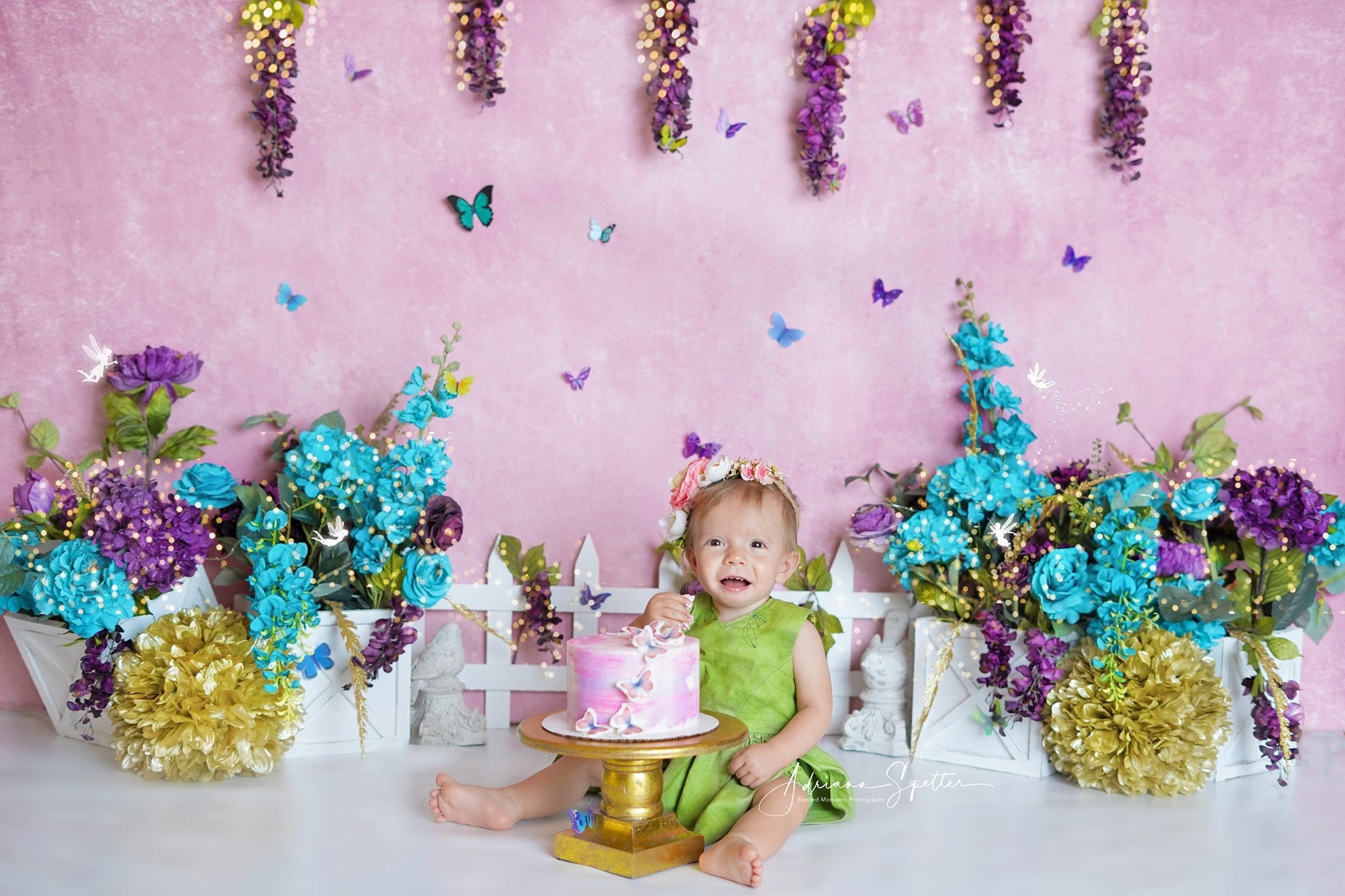 Cake Smash Backdrops Spring Garden Butterflies Birthday Backdrop UK MRR10-34