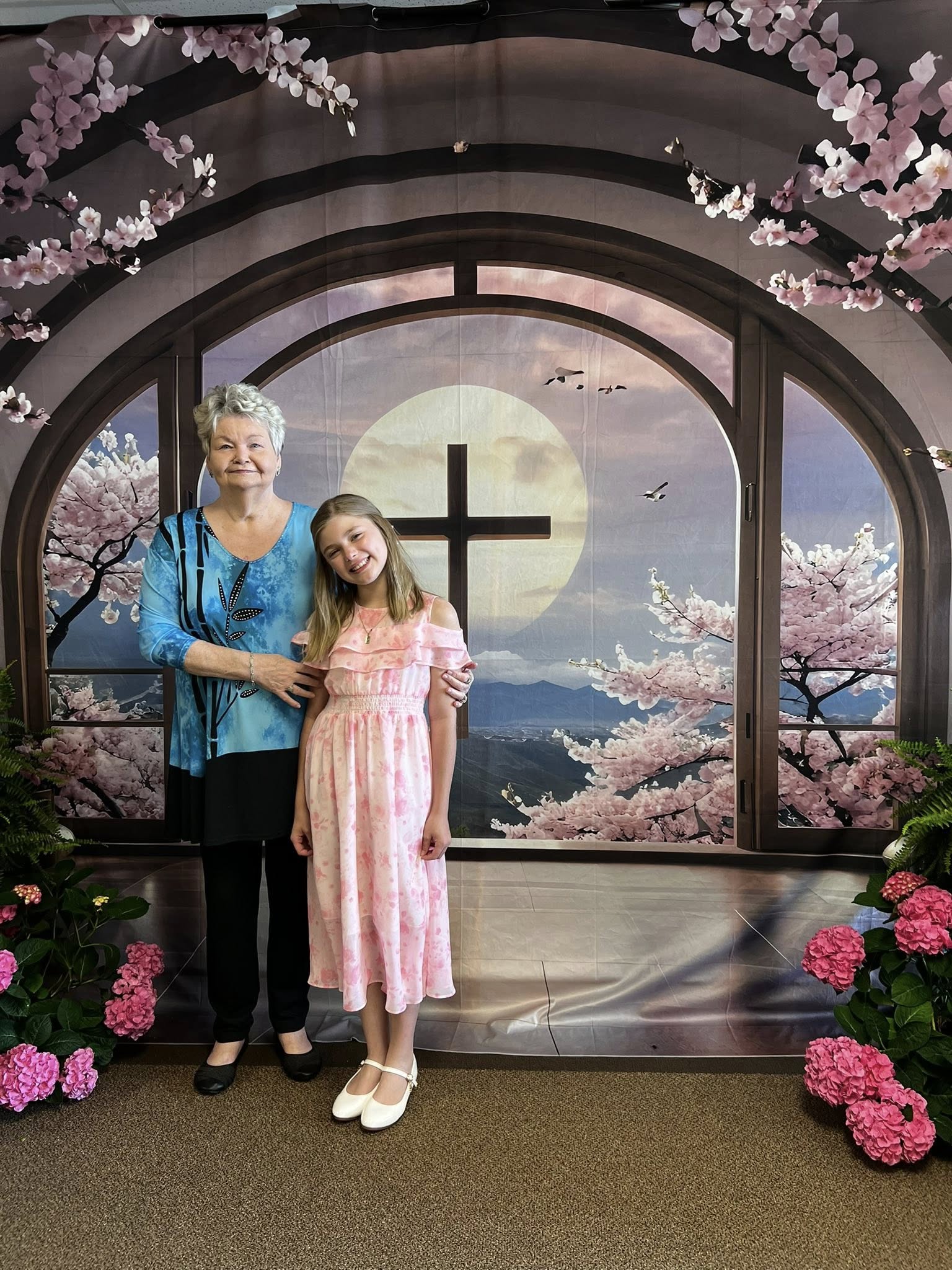 Easter Backdrop Cross Blossom Framed Window Backdrop UK BRP11-322
