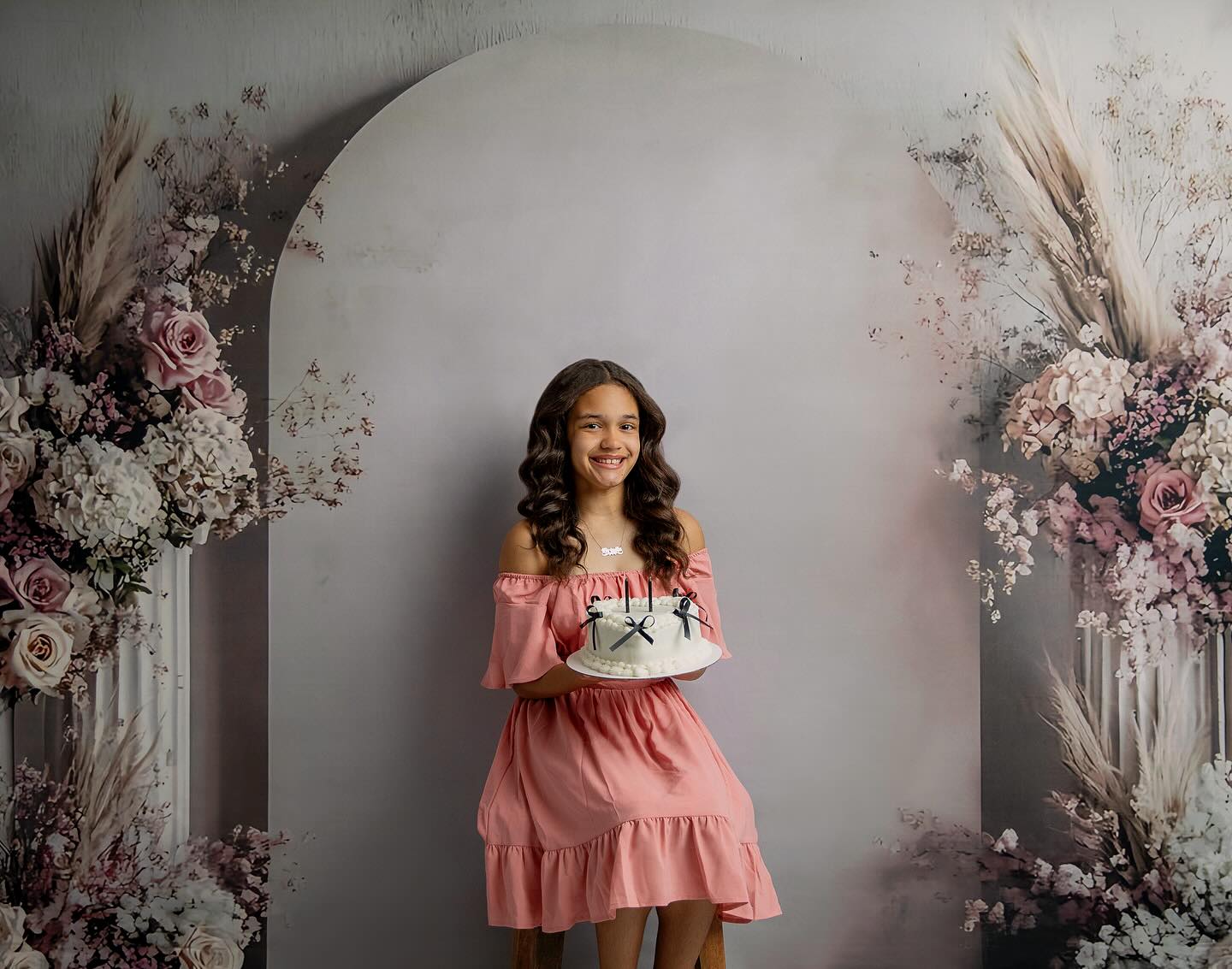 Floral Photography Backdrop Elegant Pink Floral Archway Backdrop UK BRP2-80