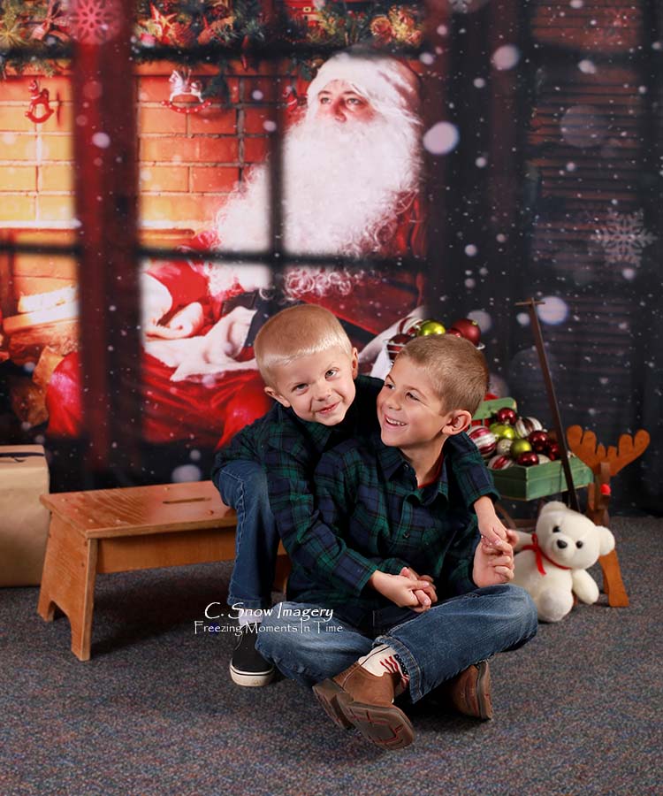 Snowy Christmas Santa Claus Photo Backdrop UK M7-08
