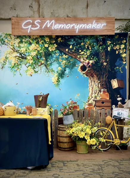 Oil Painting Backdrop Golden Honey Tree Riverside Garden Fine Art Backdrop UK MRR9-64