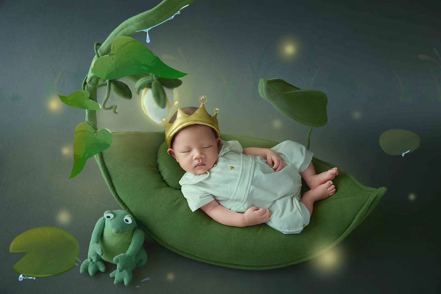 Newborn baby photography props frog little prince theme clothes ＆ pillow SYPJ12