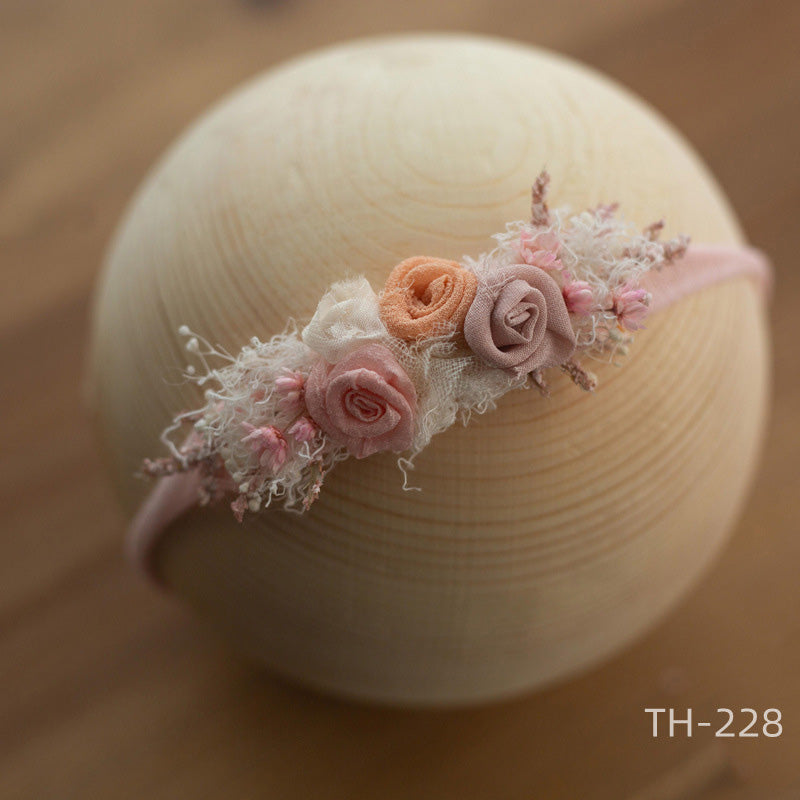 Newborn Photography Velvet Flower Pearl Headband Hair Accessories TH2