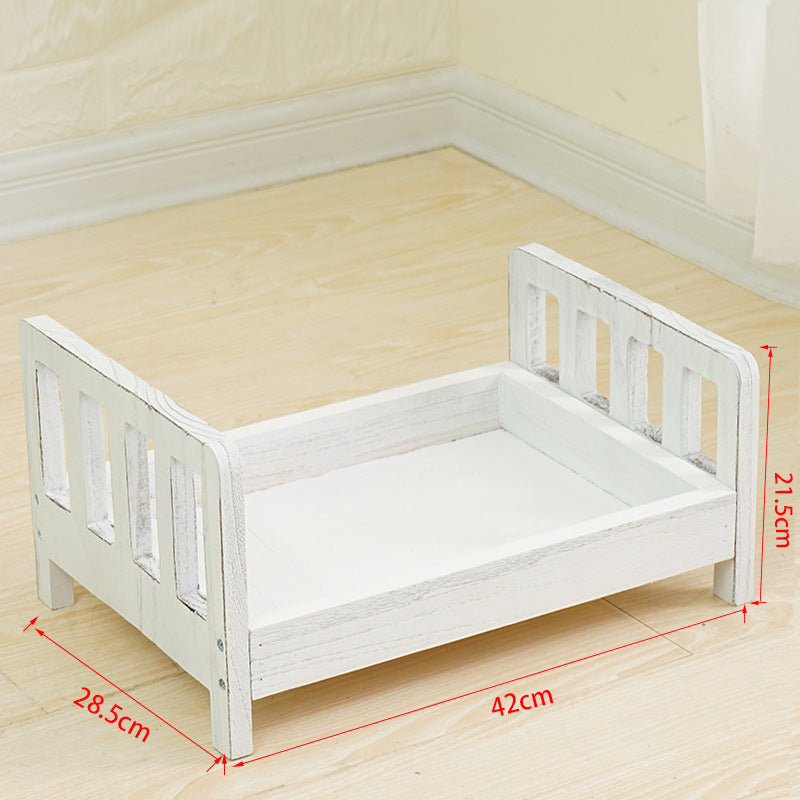 DBackdrop Vintage Wooden Bed Photography Props for Newborn SYPJ6