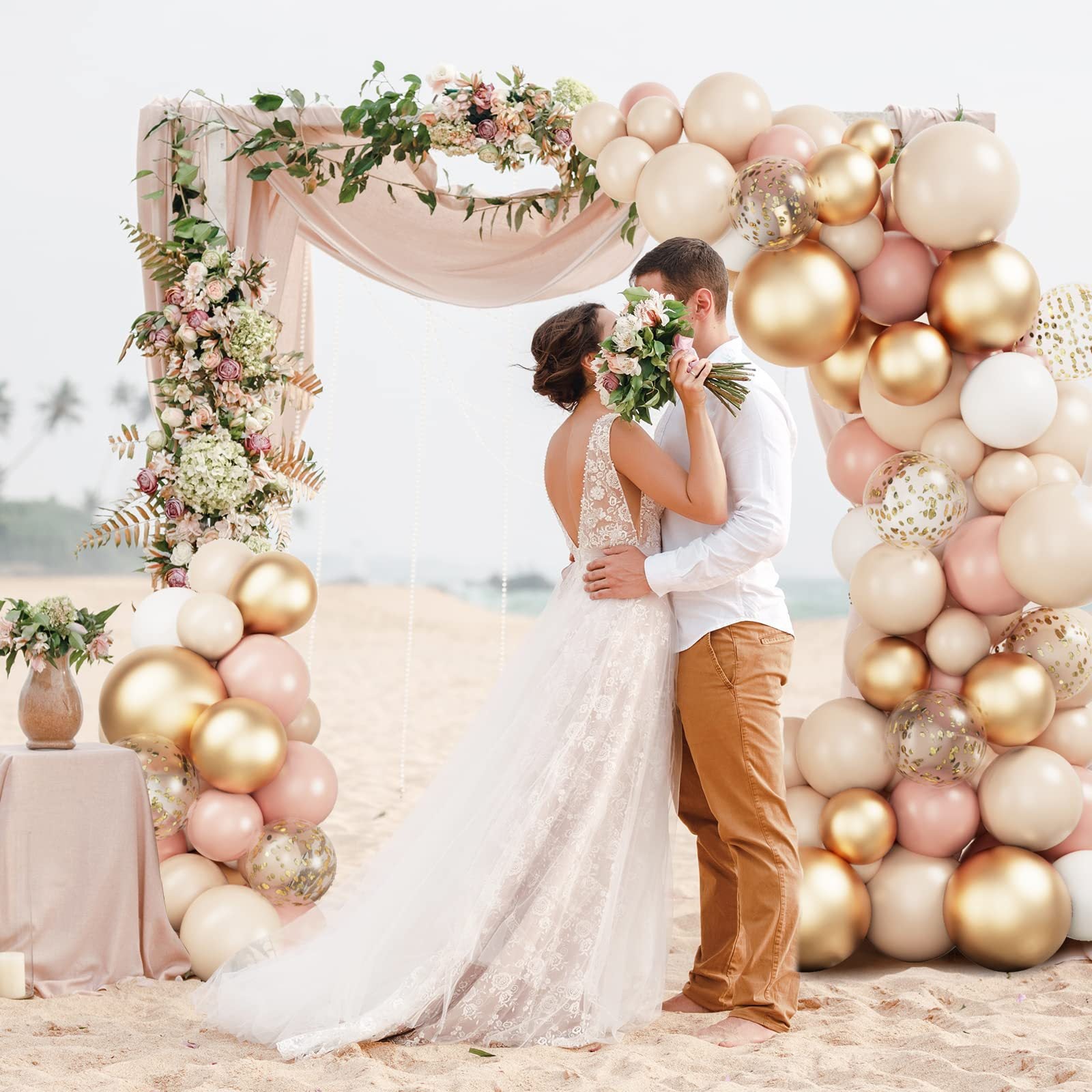 Vintage Gold Balloon Chain Wedding Party Birthday Arch Latex Balloons BA8