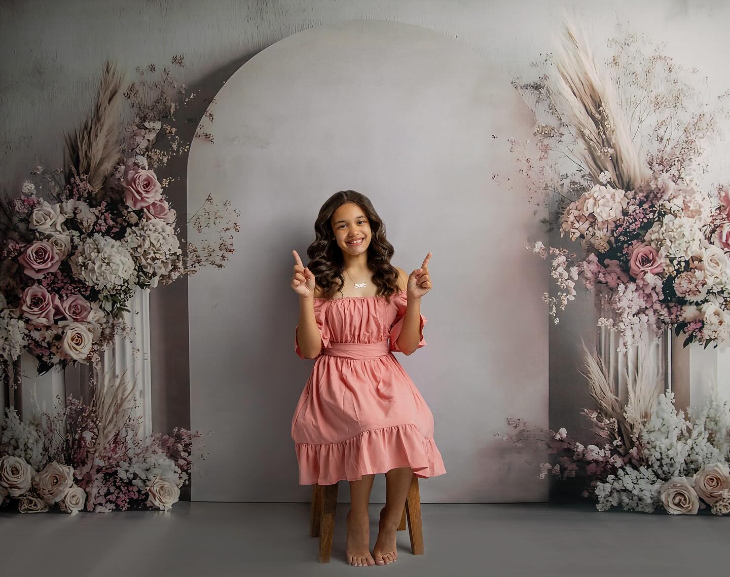 Floral Photography Backdrop Elegant Pink Floral Archway Backdrop UK BRP2-80