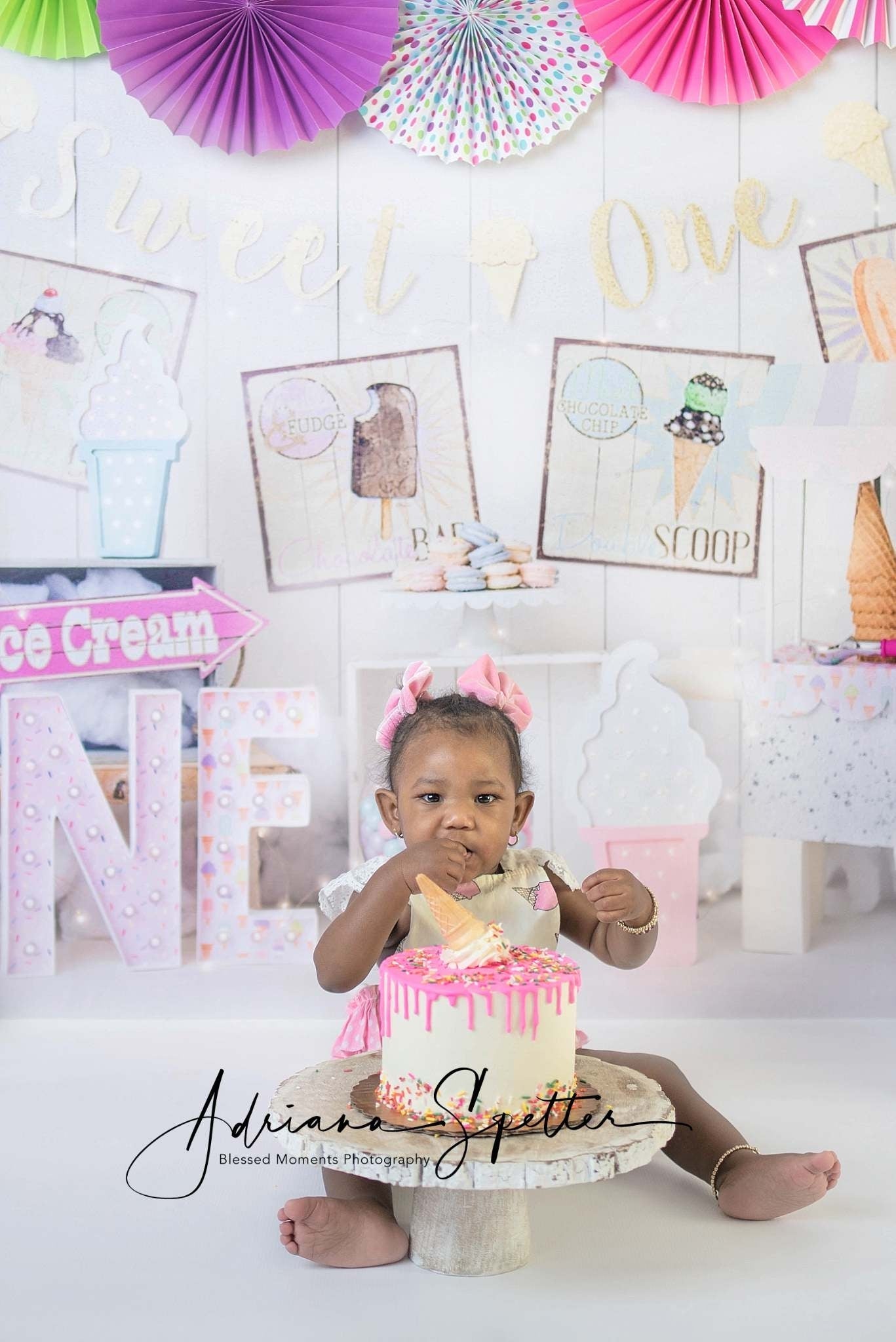 1st Birthday Backdrop Sweet Ice Cream Party Cake Smash Backdrop UK MRR10-41