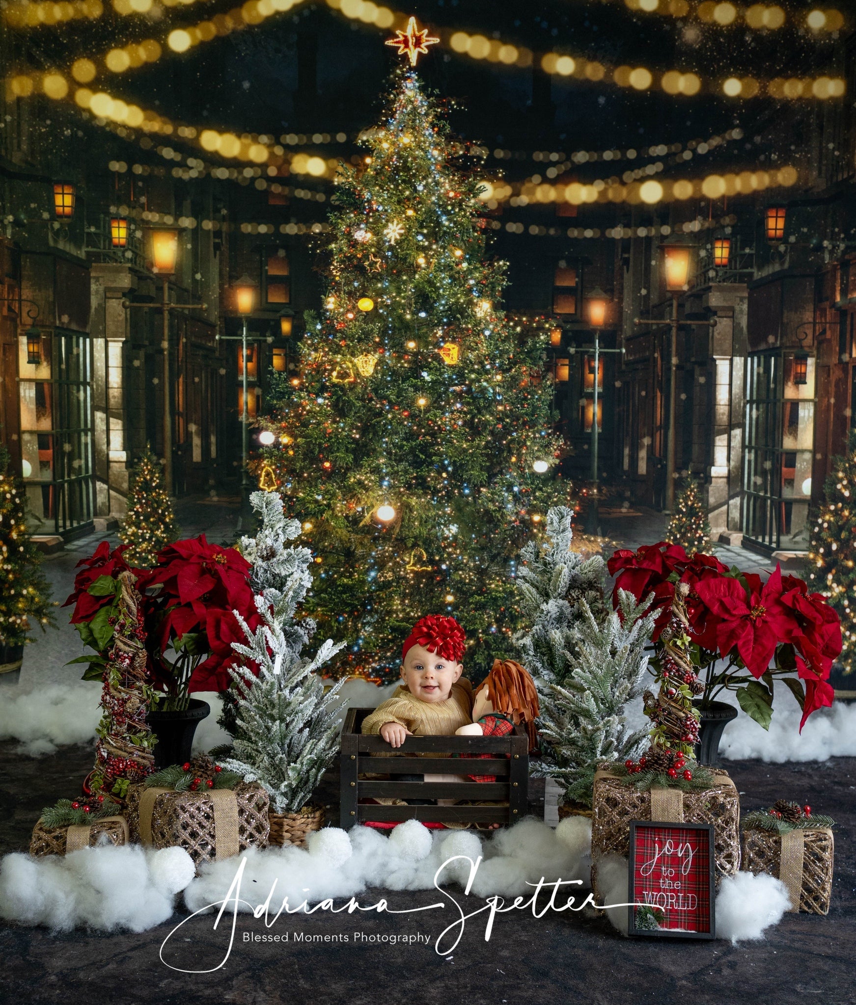 Christmas Tree Backdrop Festive Night Street Christmas Backdrop UK MRR10-42