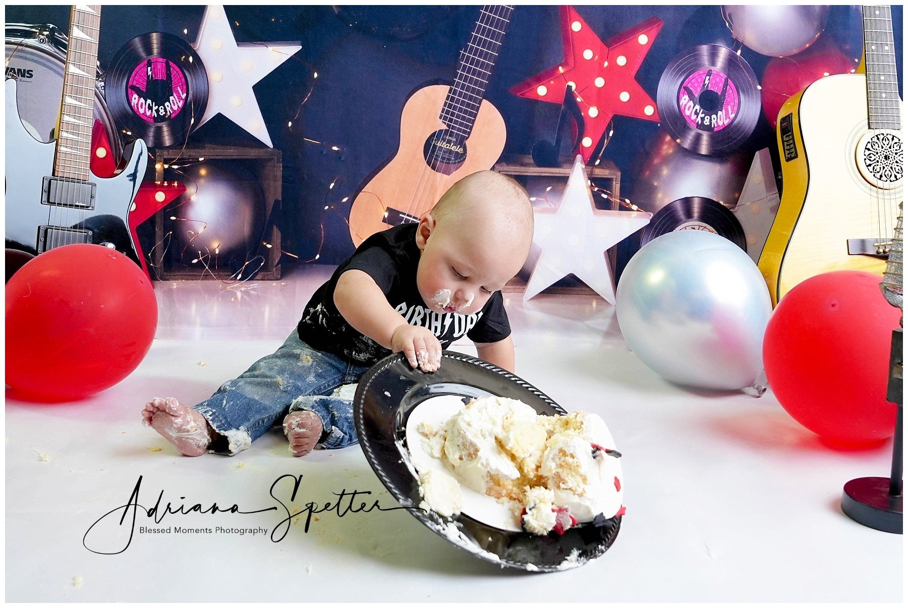 Cake Smash Backdrops Music Party Balloons Birthday Photo Backdrop UK MRR10-51