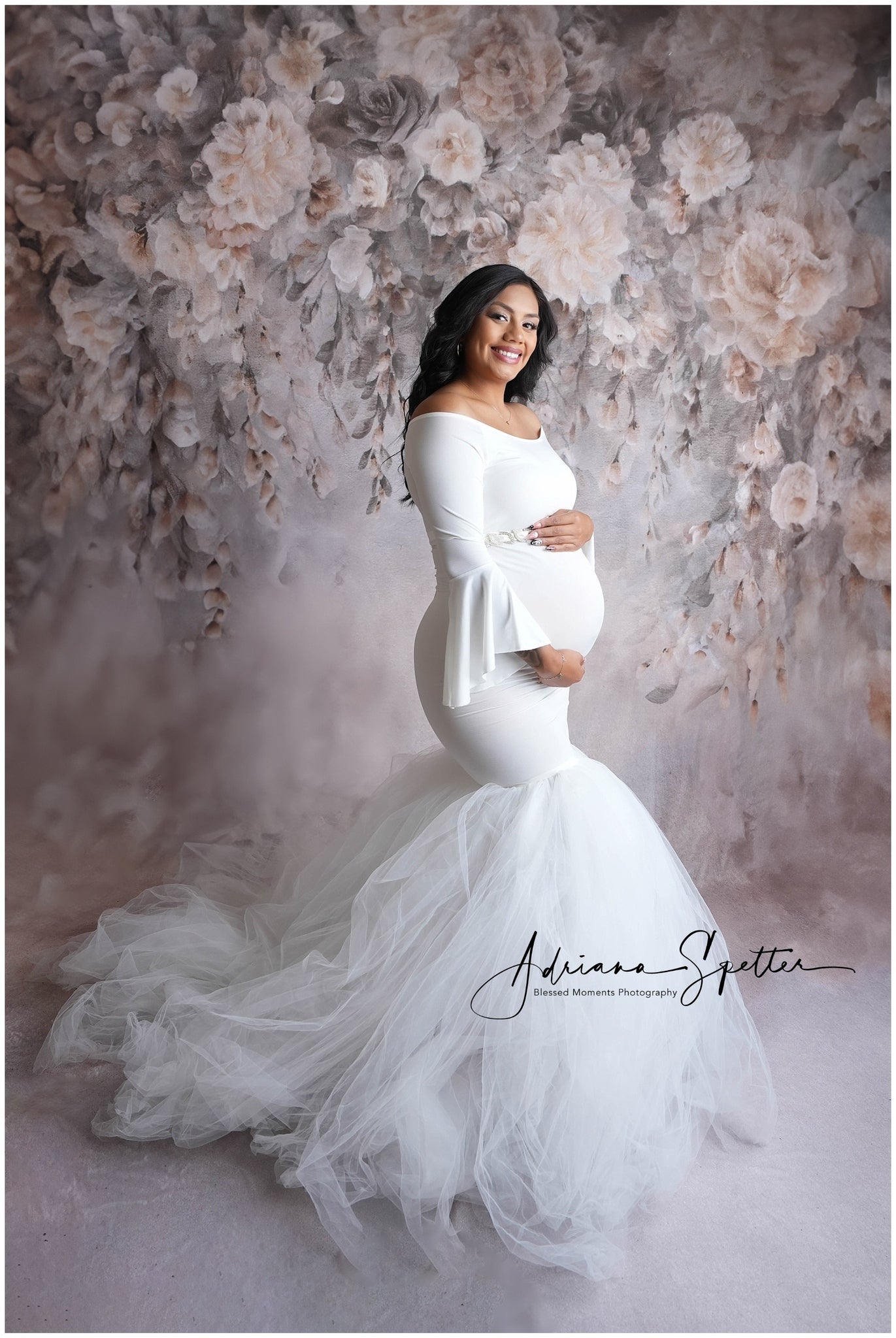 Vintage Backdrop Beige Hanging Floral Cascade Classic Photo Backdrop UK MRR9-115