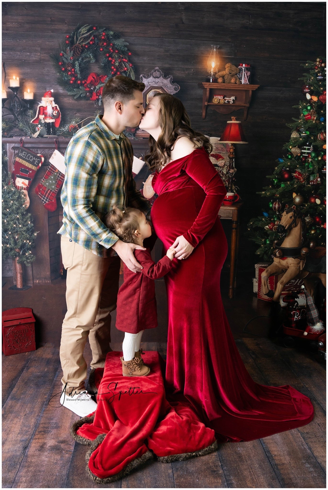 Christmas Backdrop Wood House Fireplace Stockings Christmas Photo Backdrop UK MRR10-52