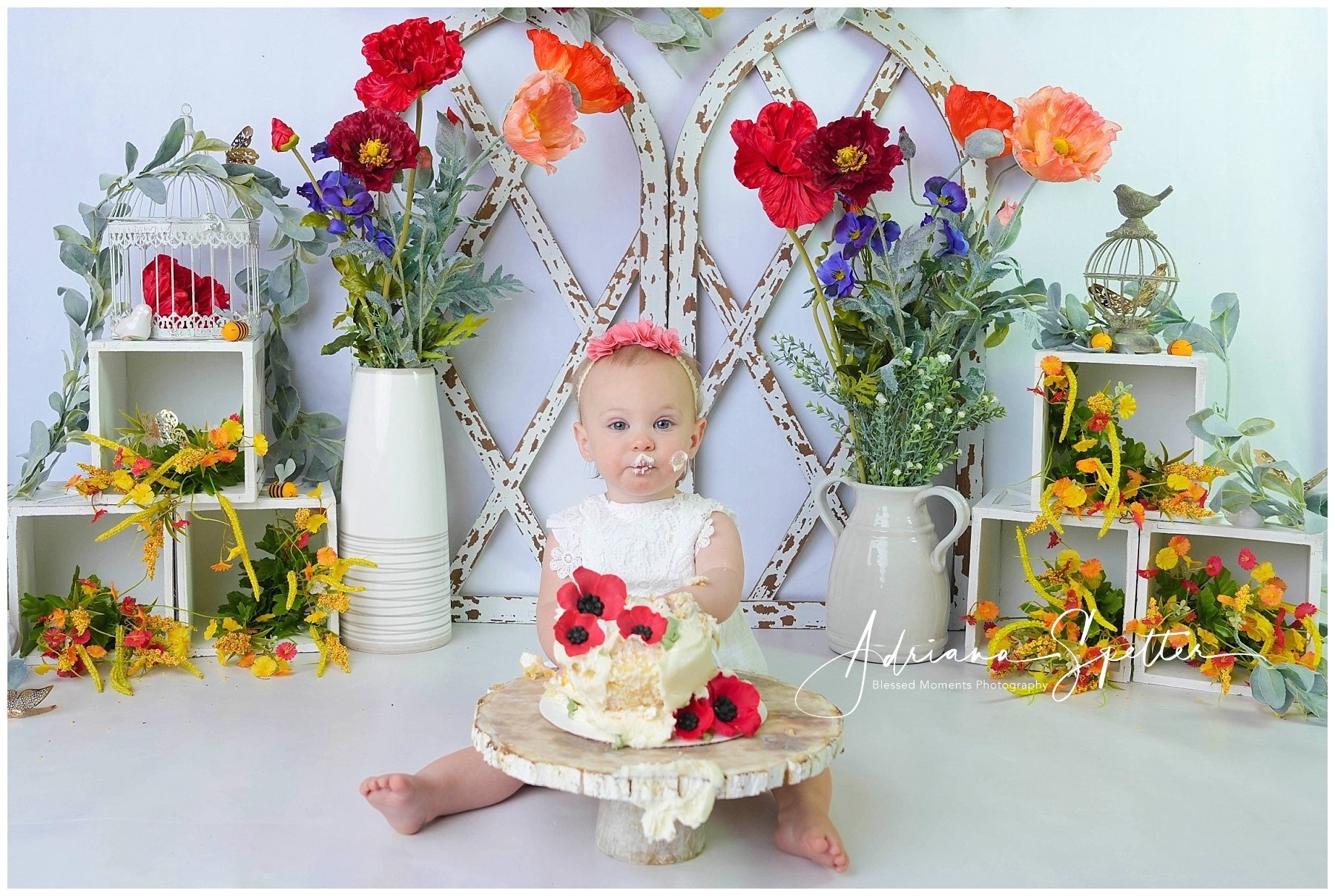 Children Backdrops Floral Arch White Frames Newborn Backdrop UK MRR10-44
