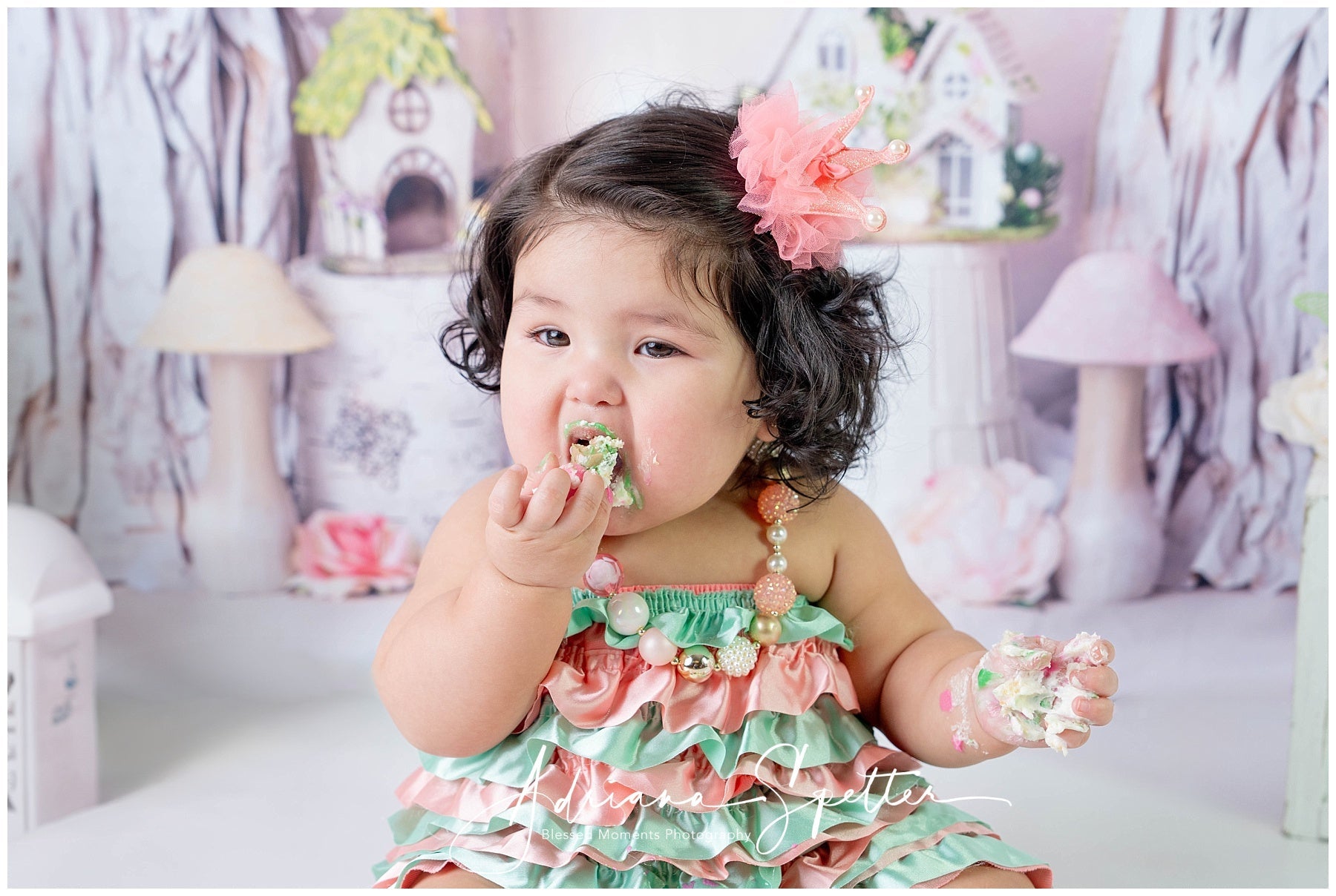 Kids Photo Backdrop Fairy Tale Cottage Flowers Newborn Backdrop UK MRR10-25