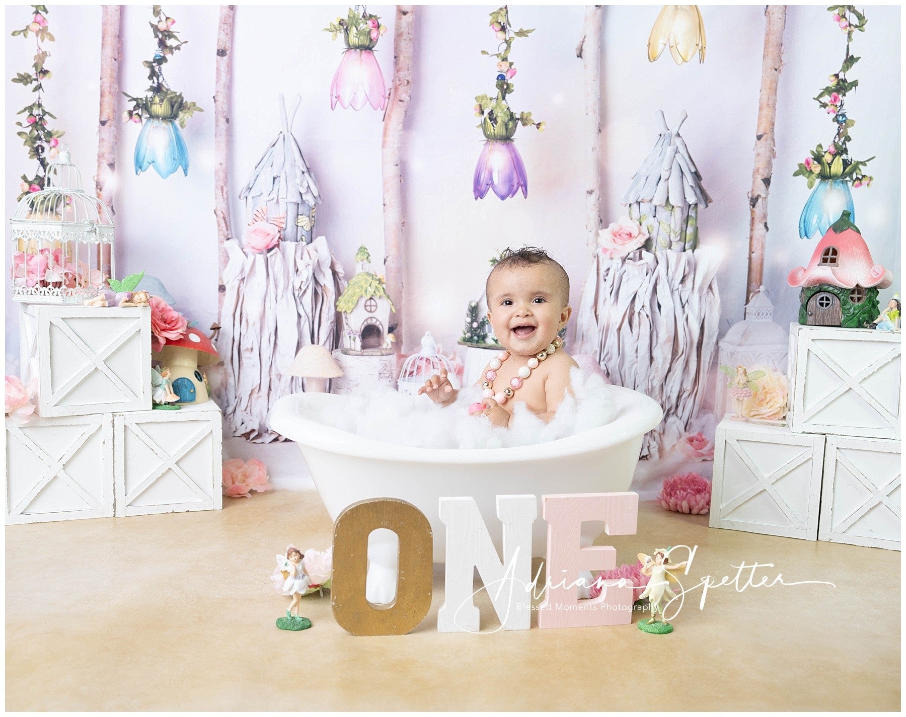 Kids Photo Backdrop Fairy Tale Cottage Flowers Newborn Backdrop UK MRR10-25