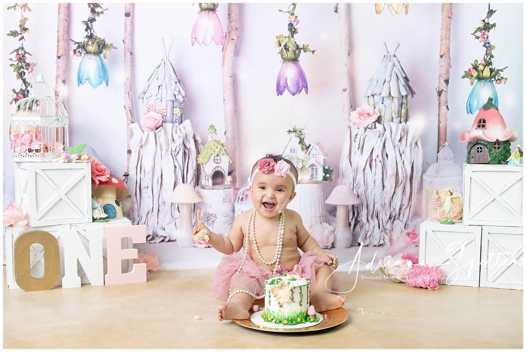 Kids Photo Backdrop Fairy Tale Cottage Flowers Newborn Backdrop UK MRR10-25