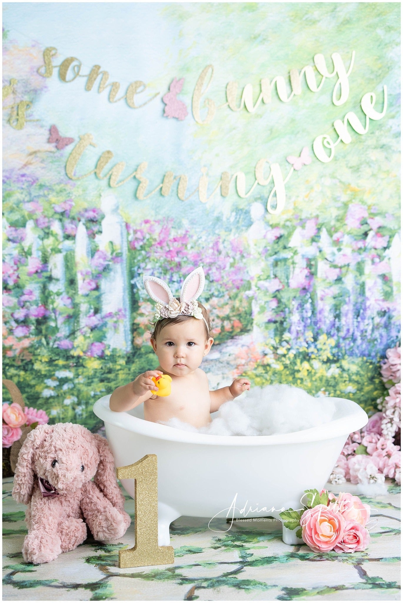 Newborn Backdrop Floral Garden White Fence Kids Photo Backdrop UK MRR10-20