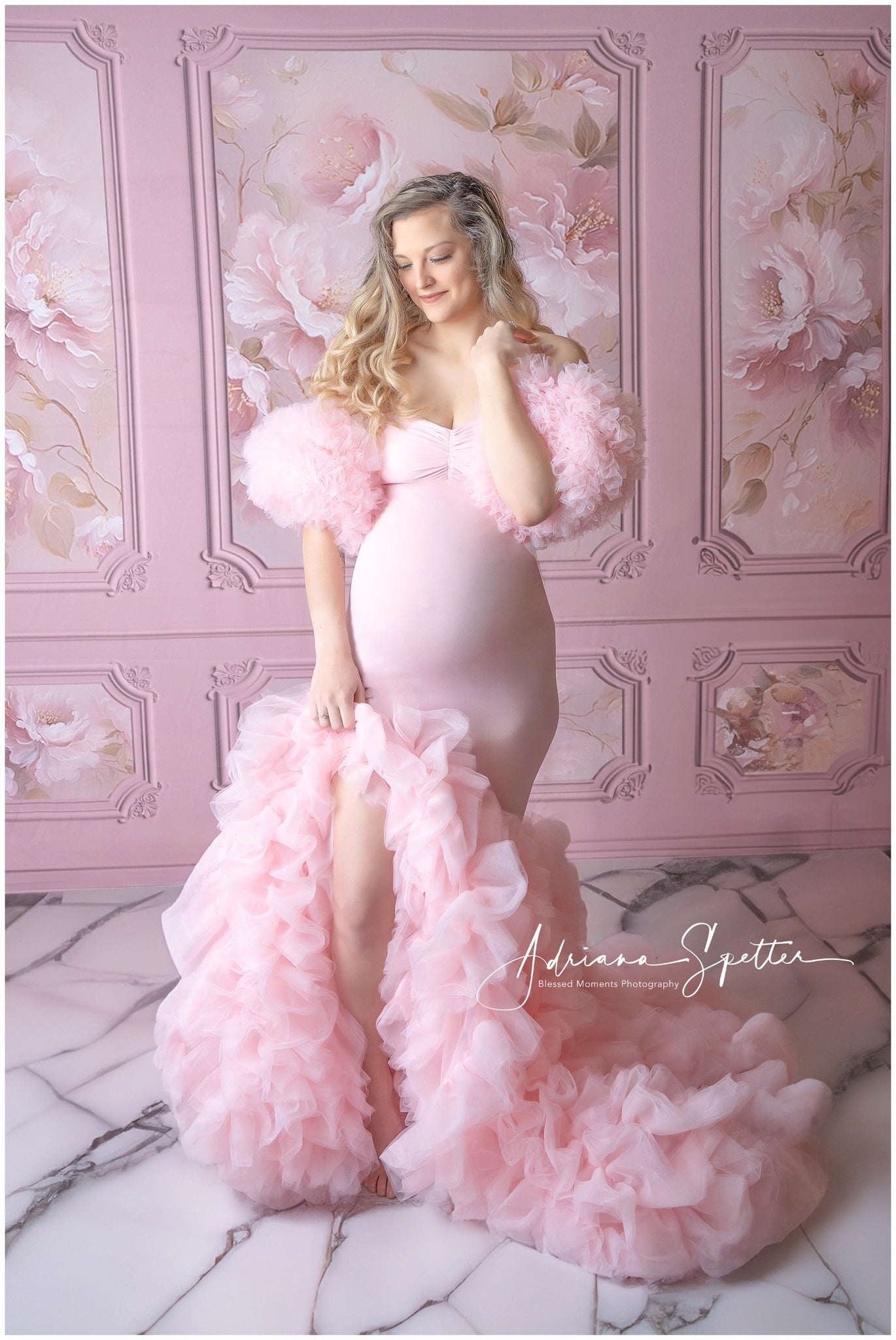 Vintage Wall Backdrop Pink Floral Elegant Wall Panels Vintage Backdrop UK MRR9-134