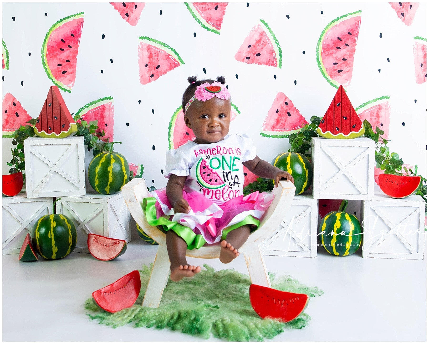 Cake Smash Backdrop Watermelon Pattern Summer Birthday Backdrop UK MRR10-19