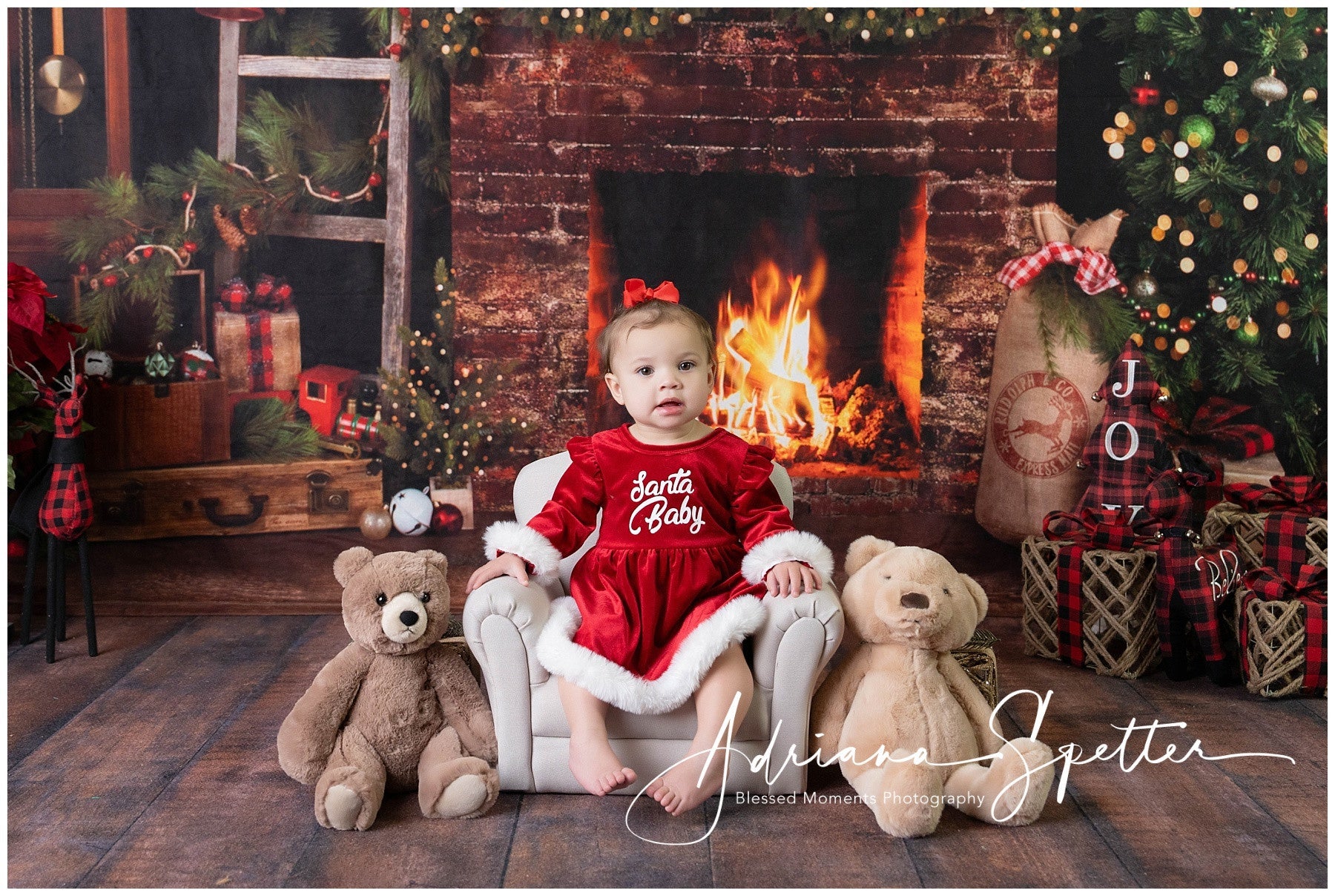 Christmas Fireplace Backdrop Rustic Fireplace Decor Christmas Photo Backdrop UK MRR9-129