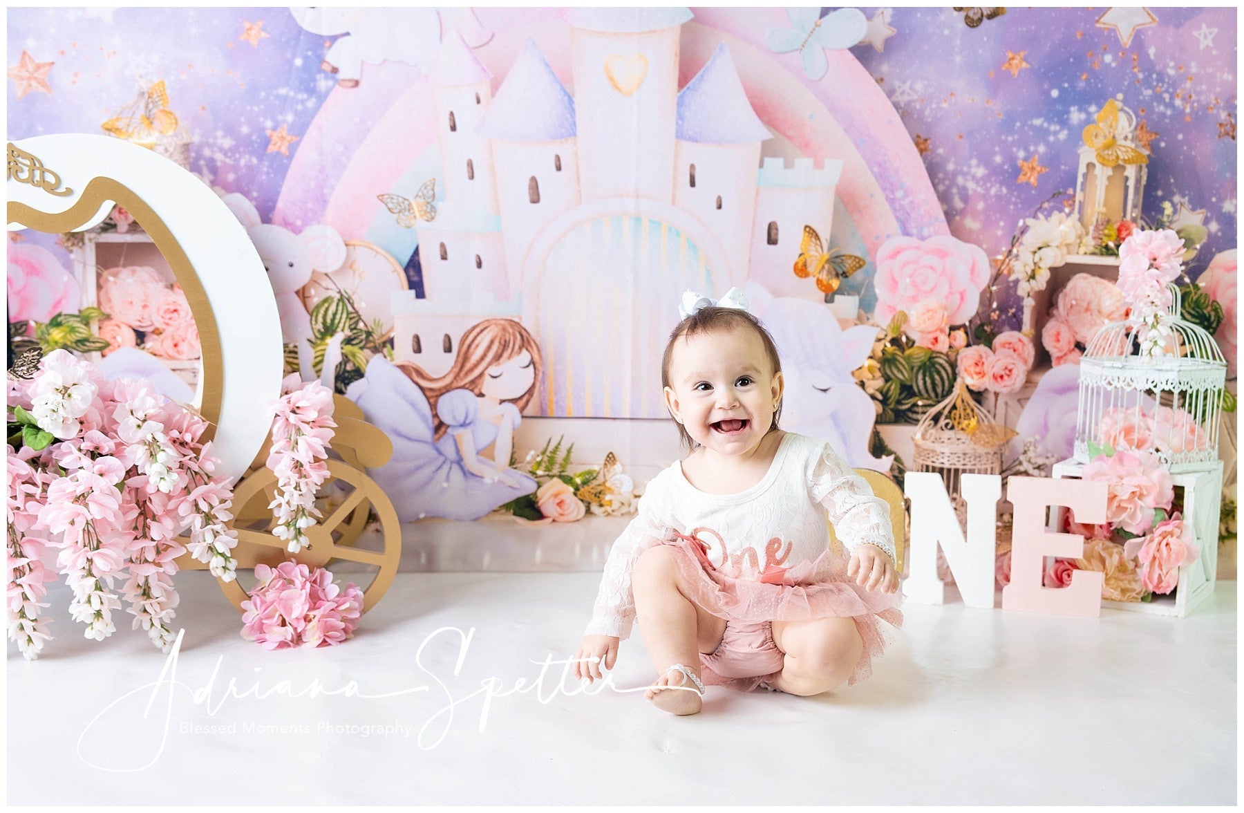 Princess Castle Backdrop Dreamy Pastel Fairy Castle Children Backdrops UK MRR9-126