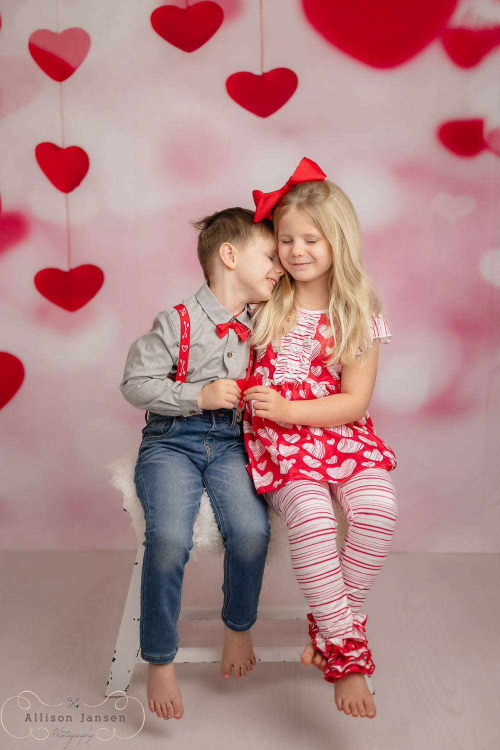 Valentine Backdrop Floating Red Hearts Bokeh Strings Valentine's Day Backdrop UK MRR9-96