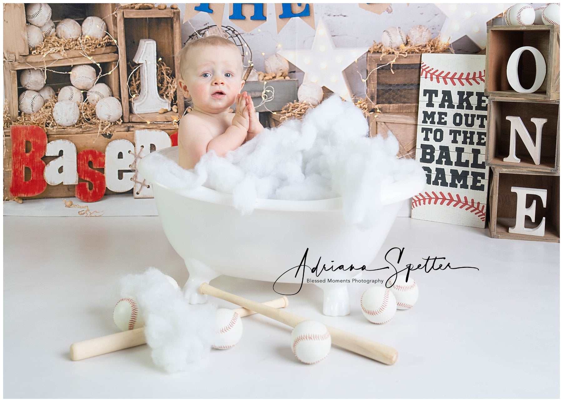 1st Birthday Backdrop Baseball Rookie Celebration Cake Smash Backdrop UK MRR9-117