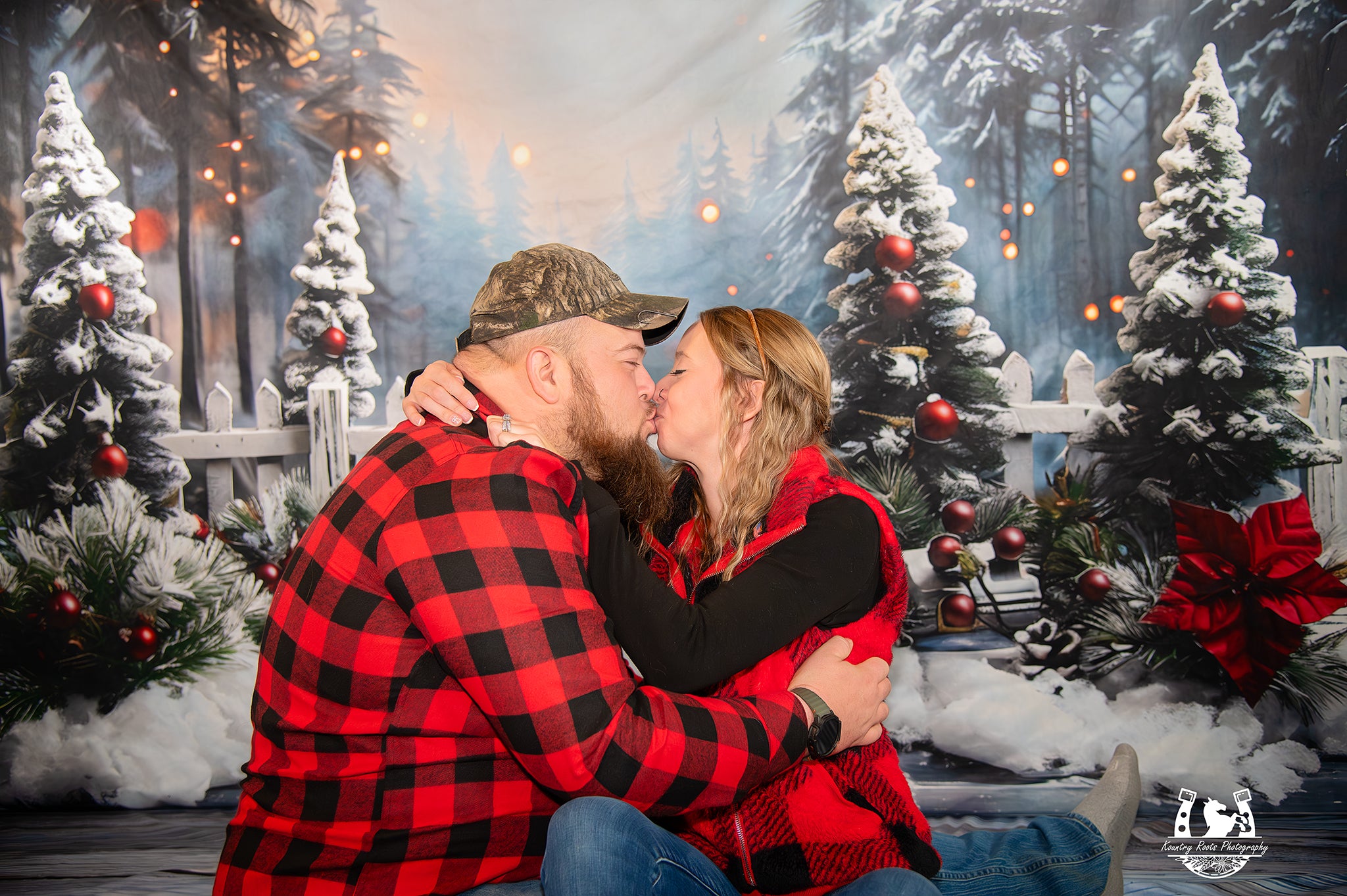 Christmas Snowy Forest Backdrop+Classic Wood Floor Backdrop UK RR8-571