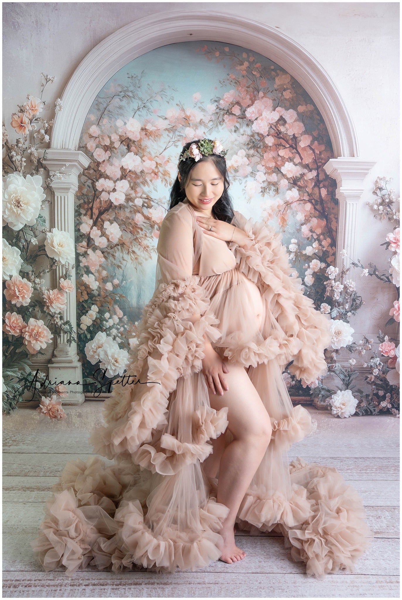 Vintage Wall Backdrop Pastel Floral Archway Lake Antique Backdrop UK MRR9-107