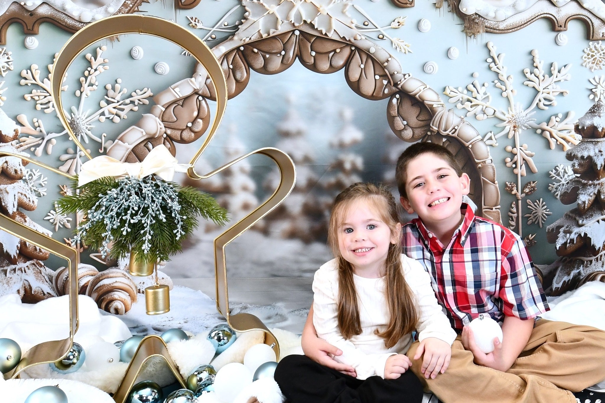 Christmas Gingerbread Snowflake Archway Backdrop UK RR7-661