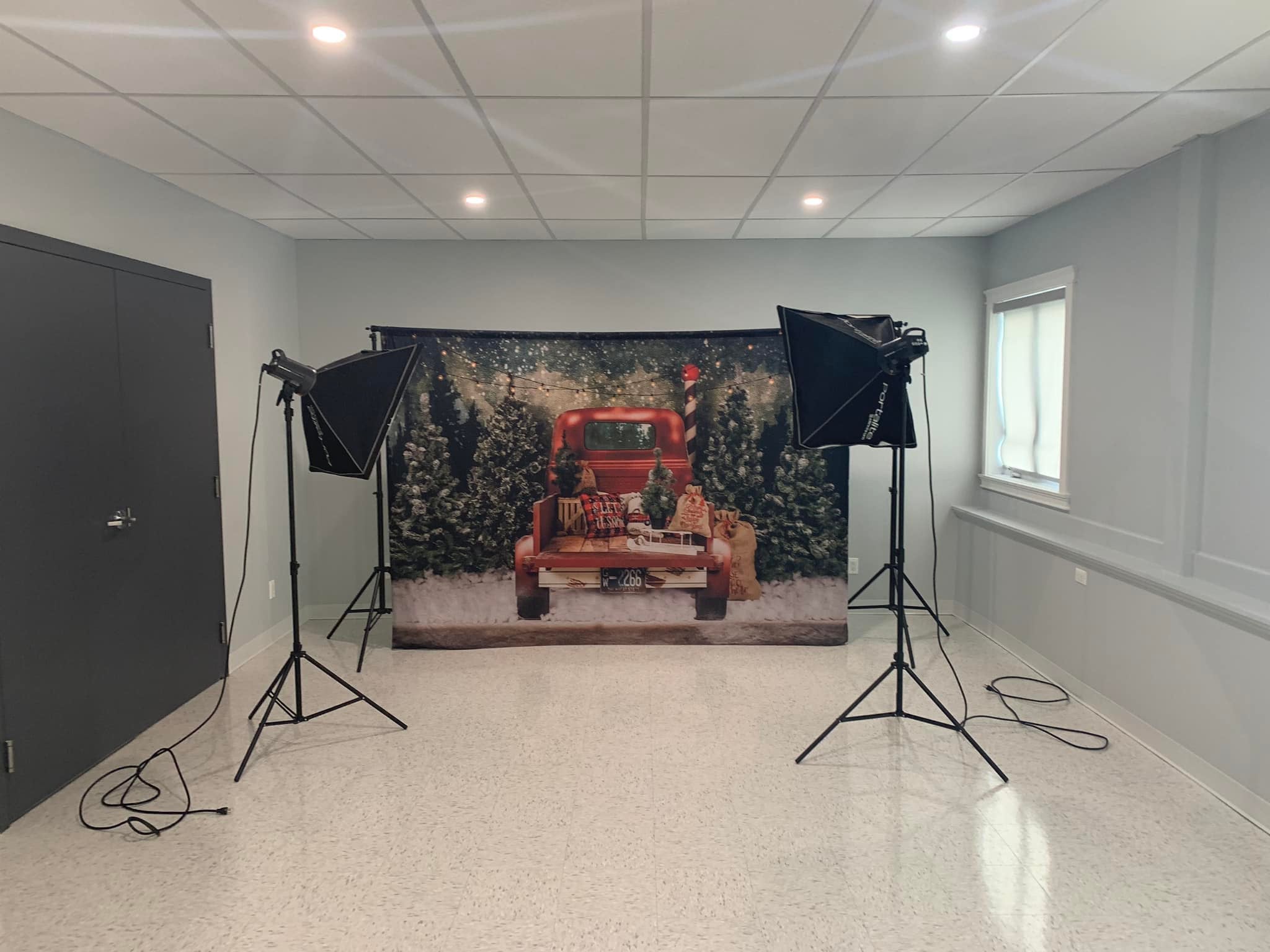 Red Car Christmas Tree Photography Backdrop  SH-960
