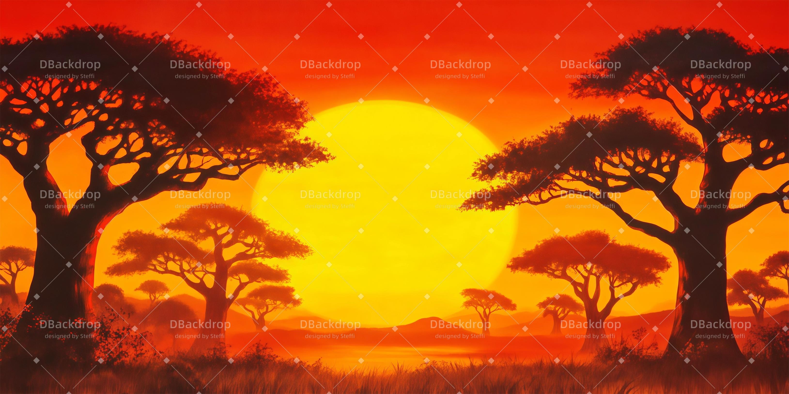 Musical Backdrop African Sunset School Play Backdrop UK CSH59-T51