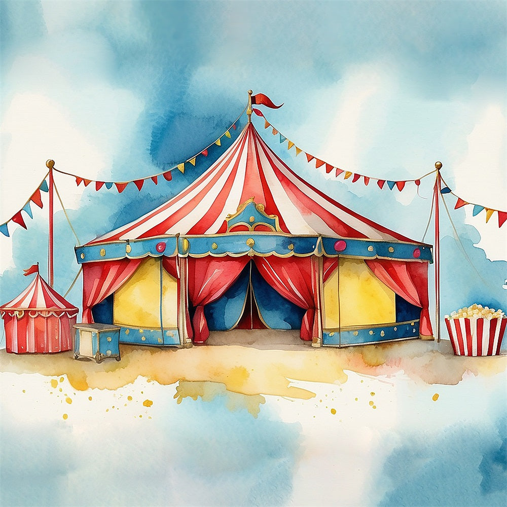 Circus Photo Backdrop Fairground Popcorn Stand Tent Backdrop UK BRP1-171