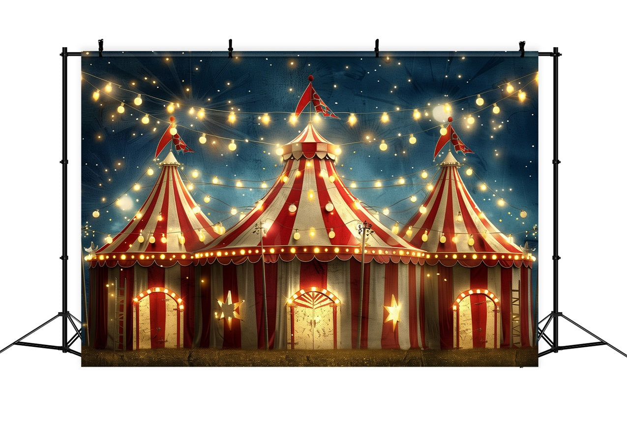 Circus Backdrop Red Striped Carnival Tents Lights Backdrop UK BRP1-174