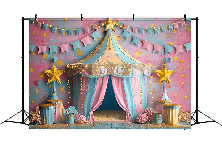 Carnival Tent Backdrop Pink Blue Starry Scene Backdrop UK BRP1-184