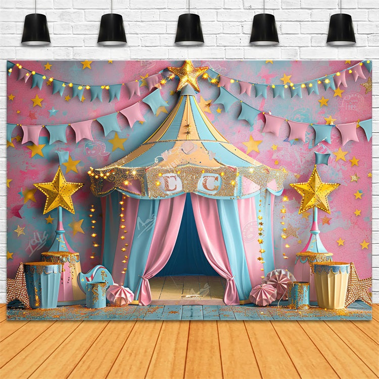 Carnival Tent Backdrop Pink Blue Starry Scene Backdrop UK BRP1-184