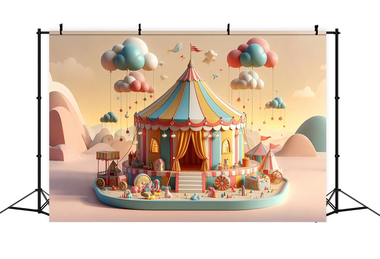 Carnival Theme Backdrop Fairytale Pastel Clouds Tent Backdrop UK BRP1-187