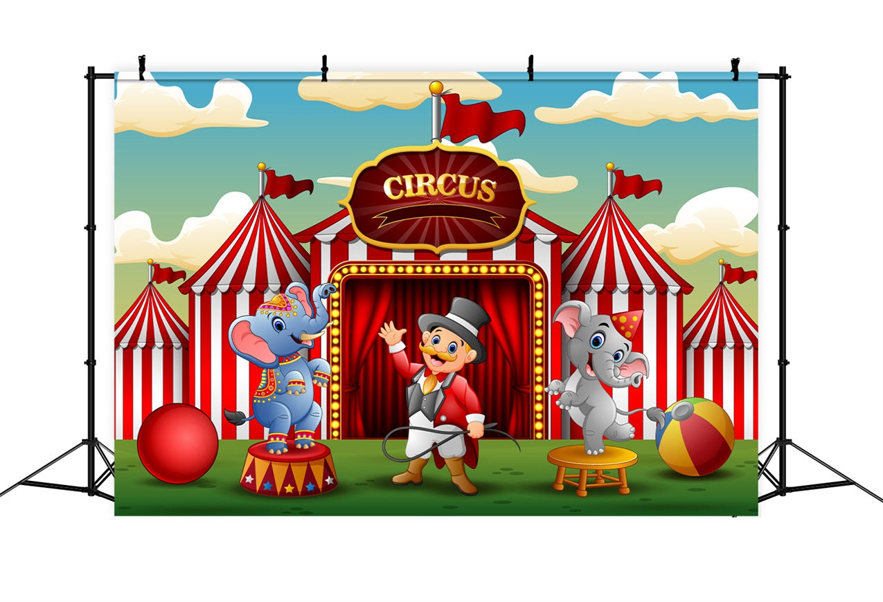 Photography Circus Backdrop Adorable Elephant Tent Carnival Backdrop UK BRP1-190