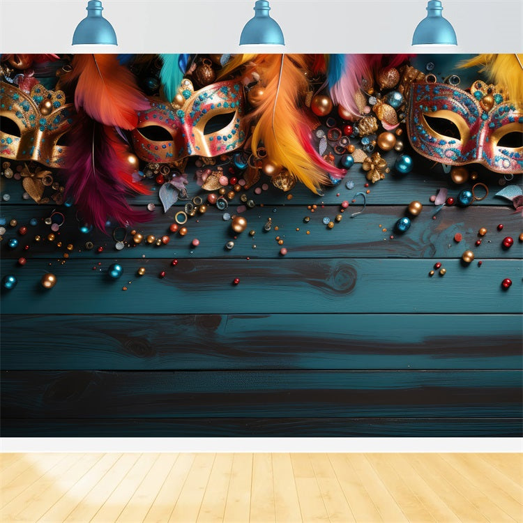 Carnival Backdrop Ideas Colorful Mask Beads Celebration Backdrop UK BRP1-204