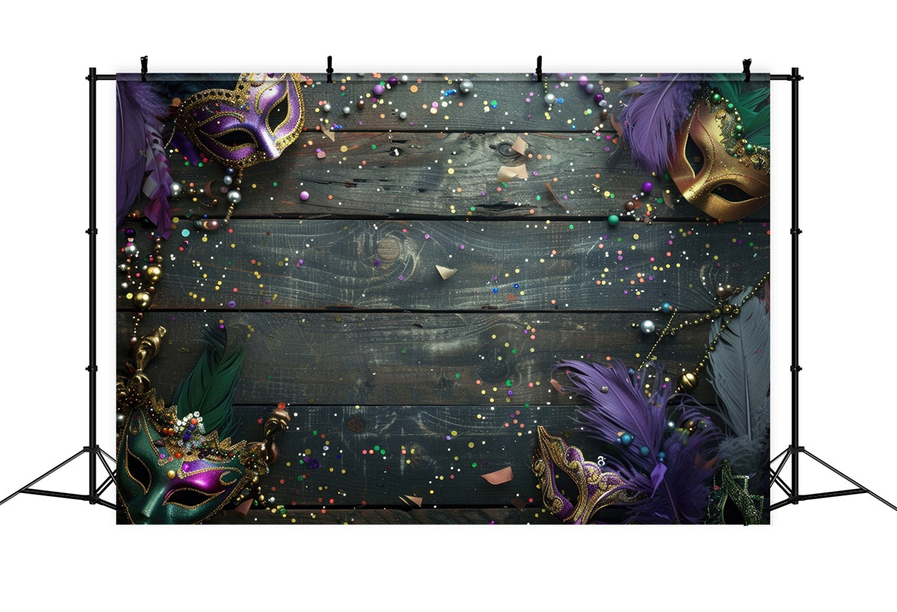 Carnival Circus Backdrop Wood Mask Feather Photography Backdrop UK BRP1-205