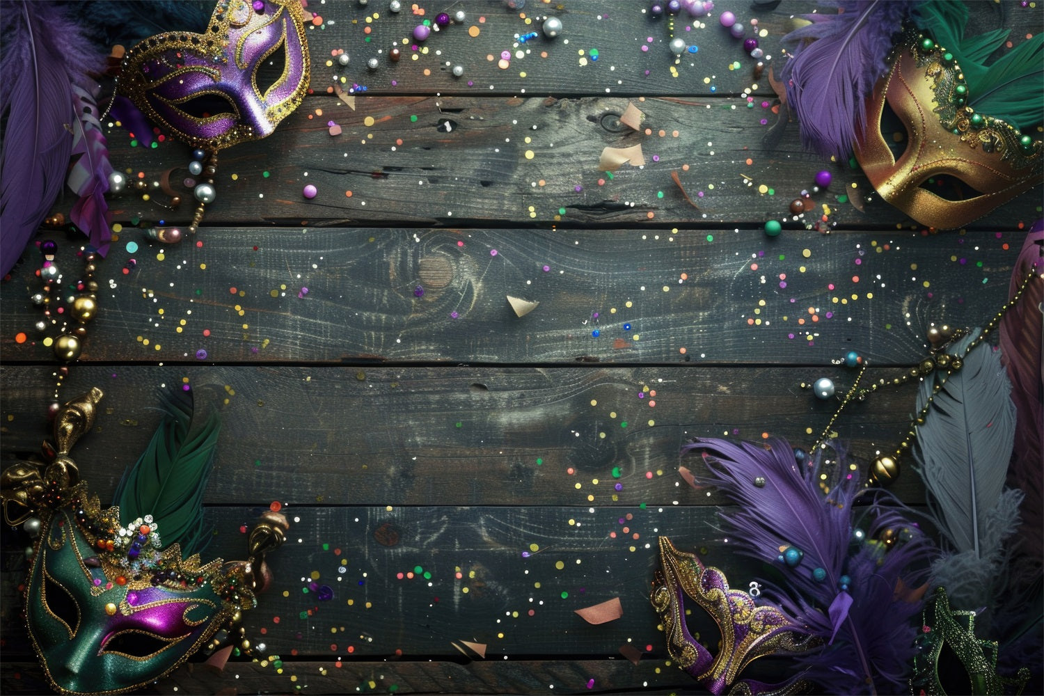 Carnival Circus Backdrop Wood Mask Feather Photography Backdrop UK BRP1-205