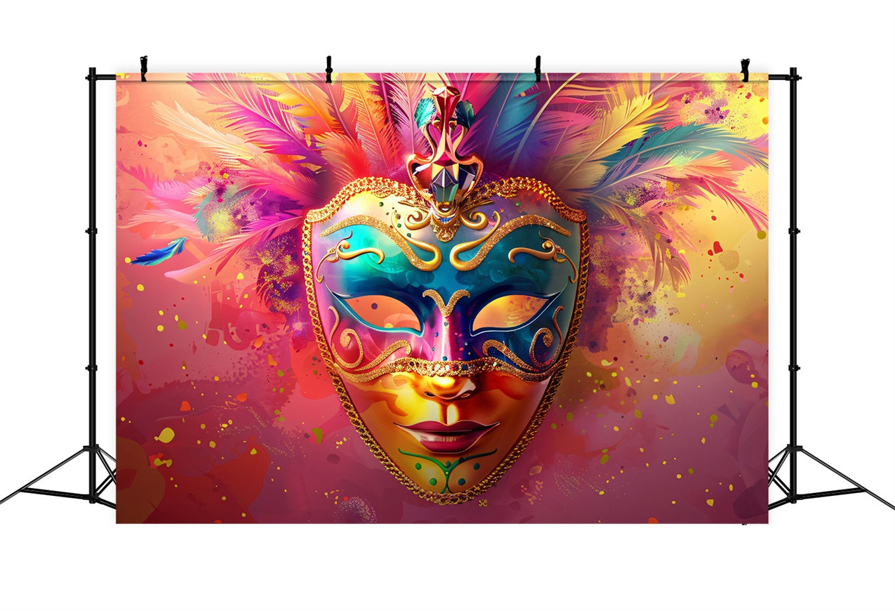 Carnival Party Backdrops Feathered Mask Festival Party Backdrop UK BRP1-207