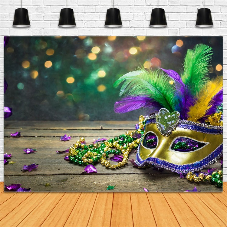 Carnival Themed Backdrop Vibrant Mardi Gras Mask Party Backdrop UK BRP1-209