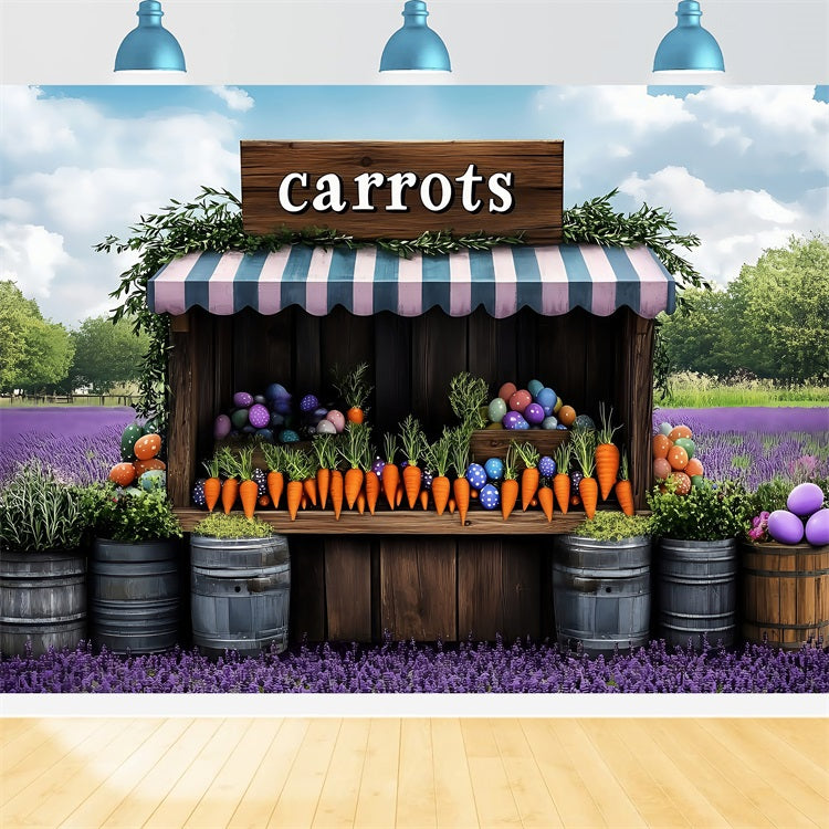 Easter Photo Booth Backdrop Lavender Springtime Market Carrots Backdrop UK BRP1-271