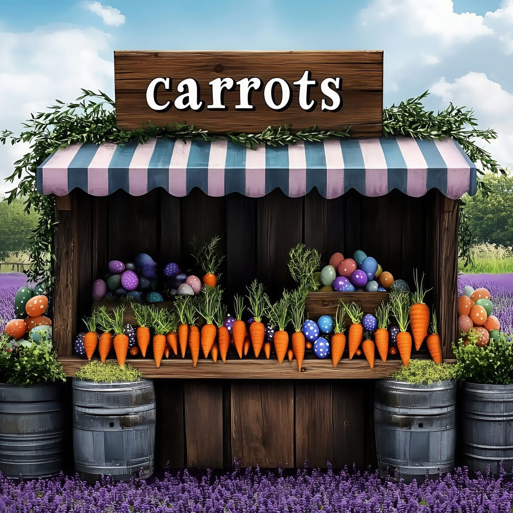 Easter Photo Booth Backdrop Lavender Springtime Market Carrots Backdrop UK BRP1-271