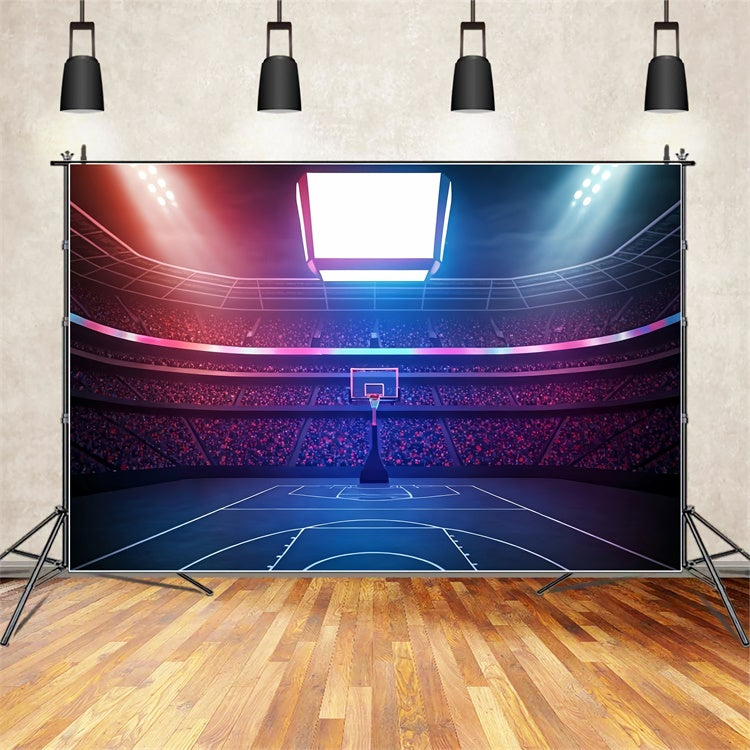 Basketball Court Backdrop Colorful Lights Sports Backdrop UK BRP1-325