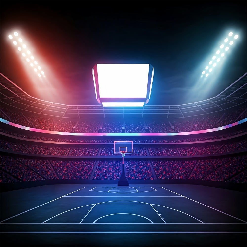 Basketball Court Backdrop Colorful Lights Sports Backdrop UK BRP1-325