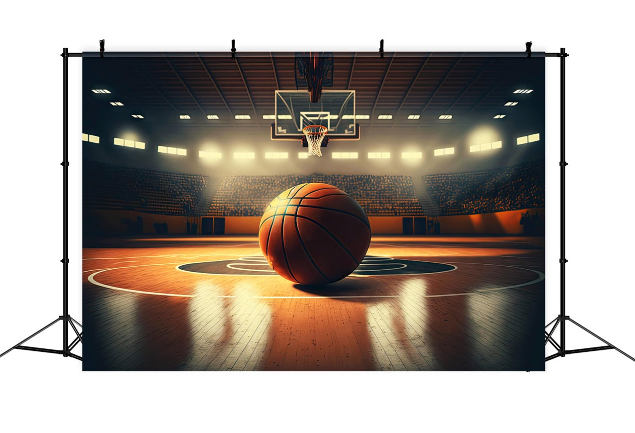 Basketball Photography Backdrops Spotlight Warm Court Backdrop UK BRP1-326